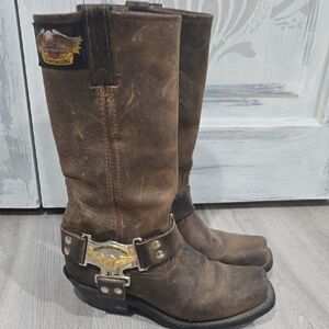 Harley-Davidson Brown Leather Heeled Boots